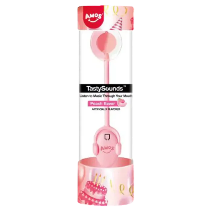 AMOS Tasty Sounds Lollipop. Peach Happy Birthday 16G