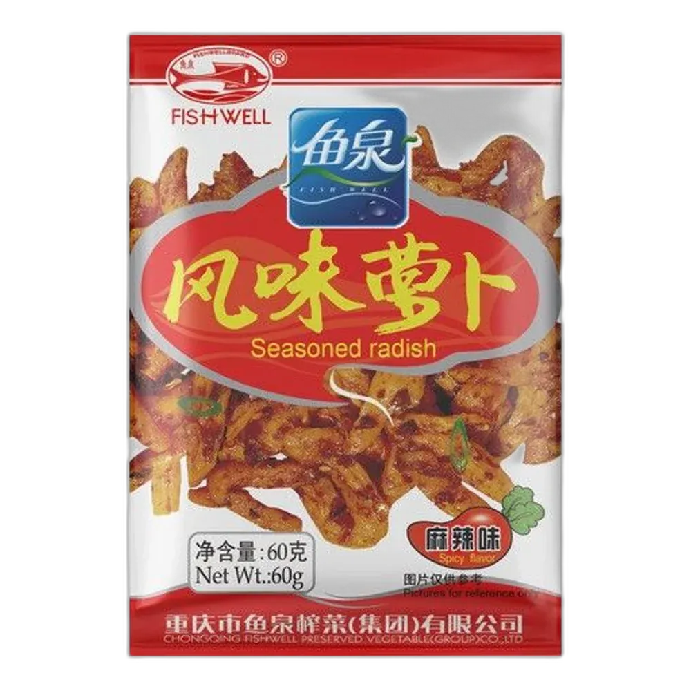 FISH WELL Gewürzter Rettich 60g – Scharfe chinesische Beilage