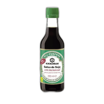 KIKKOMAN Salzreduzierte Sojasauce 250ml – Umami pur mit 43% weniger Salz