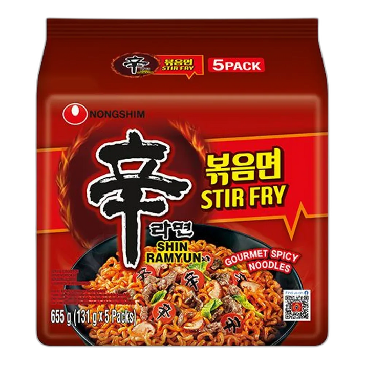 NONGSHIM Shin Ramyun Stir Fry 5x131G – Spicy Korean instant noodles